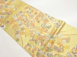 鬘帯に花鳥・桐唐草・蝶模様織出し袋帯